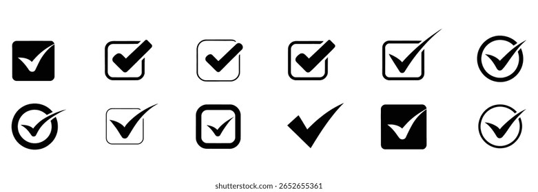 Collection of checkmark symbol vector isolated on white background. tick, mark, yes, ok, checkbox, approve icon