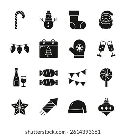 A collection of cheerful, Christmas icons, perfect for web design, social media graphics, or holiday themed print materials