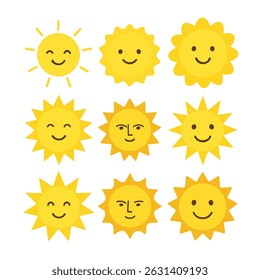 A collection of cheerful sun emojis perfect for creating fun and vibrant design projects
