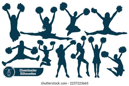 Collection of Cheerleader Silhouette in different positions