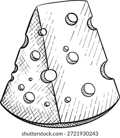  Sammlung von Käse, Brie, Camember, Parmesan und Blauschimmelkäse, europäische Käse-Sortiment, Scheiben, schwarze Tinte Gravur Zeichnung, isoliert, transparent. Weinflasche und Glas, Traube und Feige