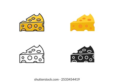 Sammlung von Käse-Icons in Umriss-, Flach- und Umrissformaten