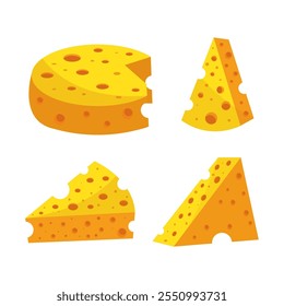 collection Cheese slices illustration in flat style design