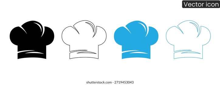 Colección de iconos de sombrero de chef en varios colores y estilos de línea para la marca culinaria
