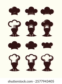 Collection of Chef Icons in Vintage Style. EPS-10.