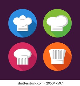 Collection of chef's hat flat icon in full color