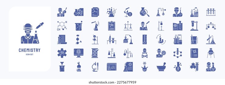 Sammlung von Chemie und Experiment Vektorsymbol-Set
