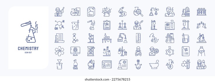 Colección de Química y conjunto de iconos de experimentos vectoriales
