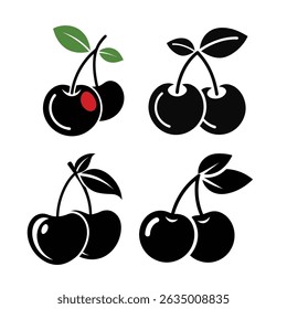 Colección de iconos de cereza: Variantes en estilo y color