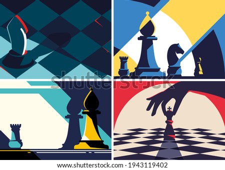 Collection of chess banners. Flyer templates in flat design.