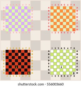 collection of chess boards, The various chess positions set