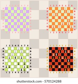 collection of chess boards, The various chess positions set