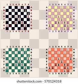 collection of chess boards, The various chess positions set