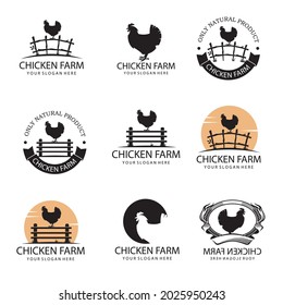 collection of chicken design icons isolated on white background