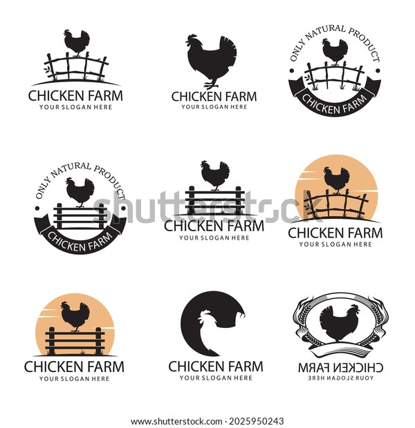 collection of chicken design icons isolated on\
white background