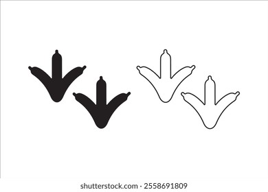 Collection of chicken footprints, footprint icons in different styles, cute animal paths