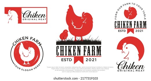 collection chicken logo design vector