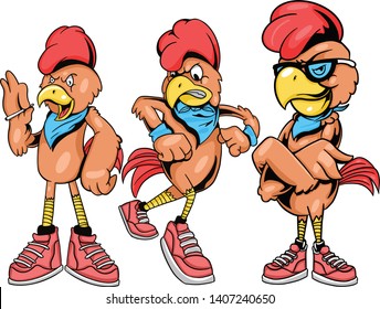 
collection of Chicken punk cartoons of various styles