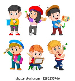 la colección de niños pintando