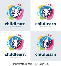 Collection Of Children Learning School Logo Set Design Template Inspiration