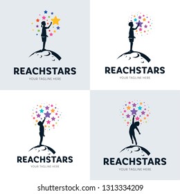 Collection Of Children Reach Star Logo Set Design Template Inspiration