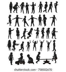 collection of children silhouettes