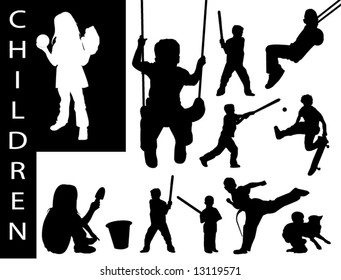 A collection of children silhouettes - Check out my portfolio for other collections.