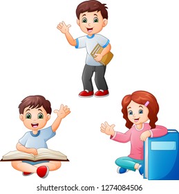 Collection of children a studying