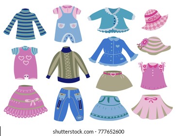 Collection Childrens Clothing Vector Illustration Stock Vector (Royalty ...
