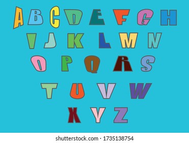 Collection of children's font in cartoon style. Vector illustration of the alphabet