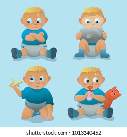 collection of children's poses.Cartoon characters. Stock vector illustration