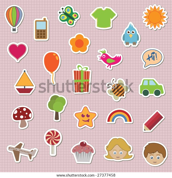 Collection Childrens Stickers Stock Vector (Royalty Free) 27377458