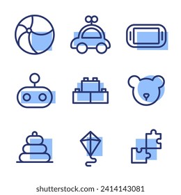 collection of children's toys icon designs