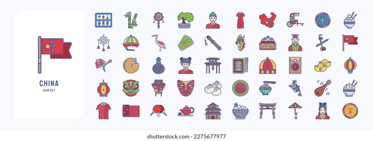 Collection of China culture vector icon set