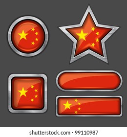 collection of china flag icons vector