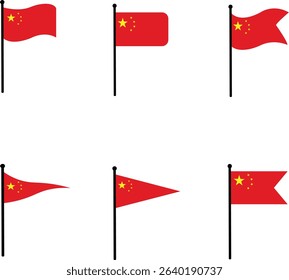 Collection of china flags in diferent shapes .