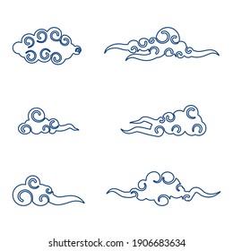 Collection of Chinese clouds for decor holiday posters. vector