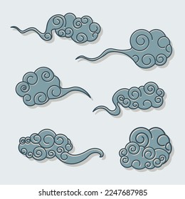 Colección de ilustraciones vectoriales de nubes chinas