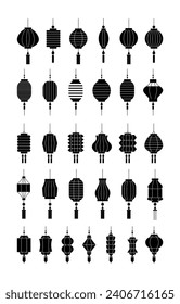 collection of Chinese lanterns silhouette, vector illustration