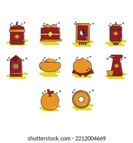 collection of chinese new year icon vector