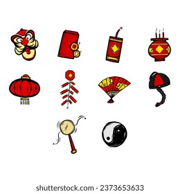 collection of chinese new year icon vector