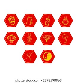 collection of chinese new year icon vector