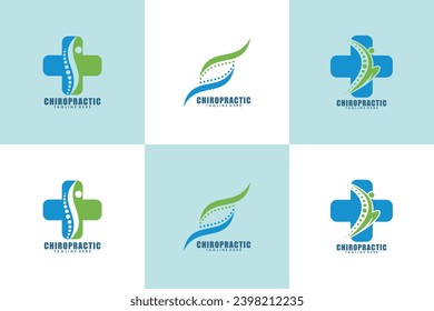 collection of chiropractic logo design with spine concept