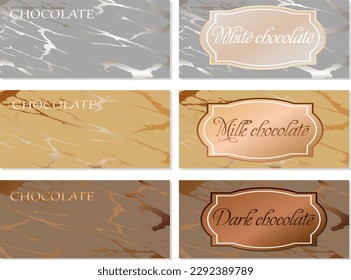 Collection of chocolate banners.Vector illustration with beautiful banners for decorating chocolate bars.