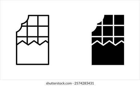 collection of chocolate bar icons, signs and symbols, on white background.