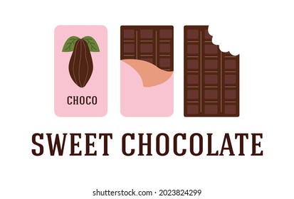 Colección de barra de chocolate. Conjunto de ilustraciones vectoriales aisladas en estilo plano.