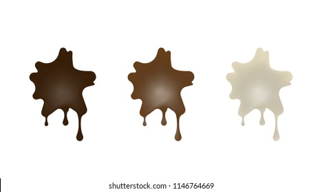 Collection of chocolate cookies in the shape of blots. Black, white, milk. Vector illustration.