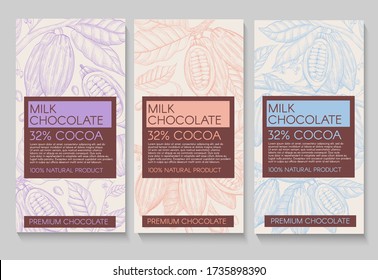 Collection of chocolate packaging with background  on sketch illustrations