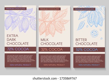 Collection of chocolate packaging with hand-drawn illustrations