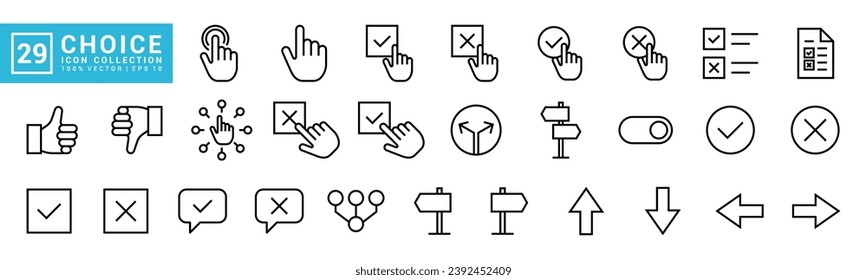 Sammlung von Auswahlsymbolen, Auswahl, Option, Dilemma, ja oder nein, Entscheidung, Präferenz, bearbeitbare und anpassbare EPS10